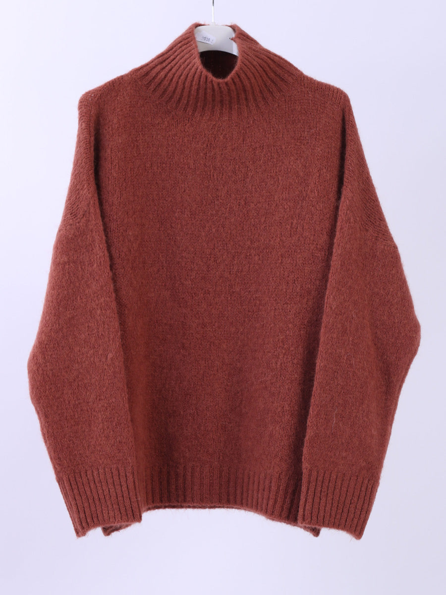 Knitted Crop Woolen Jumper Rust 