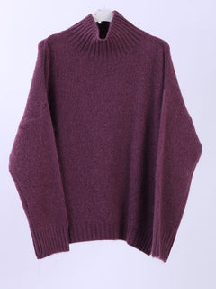Knitted Crop Woolen Jumper Wine