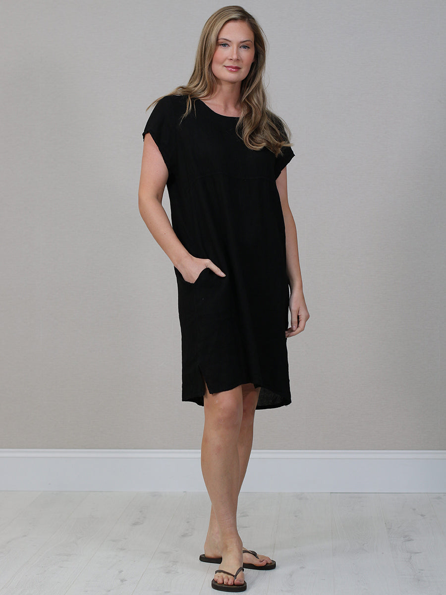 Linen Midi Dress Black