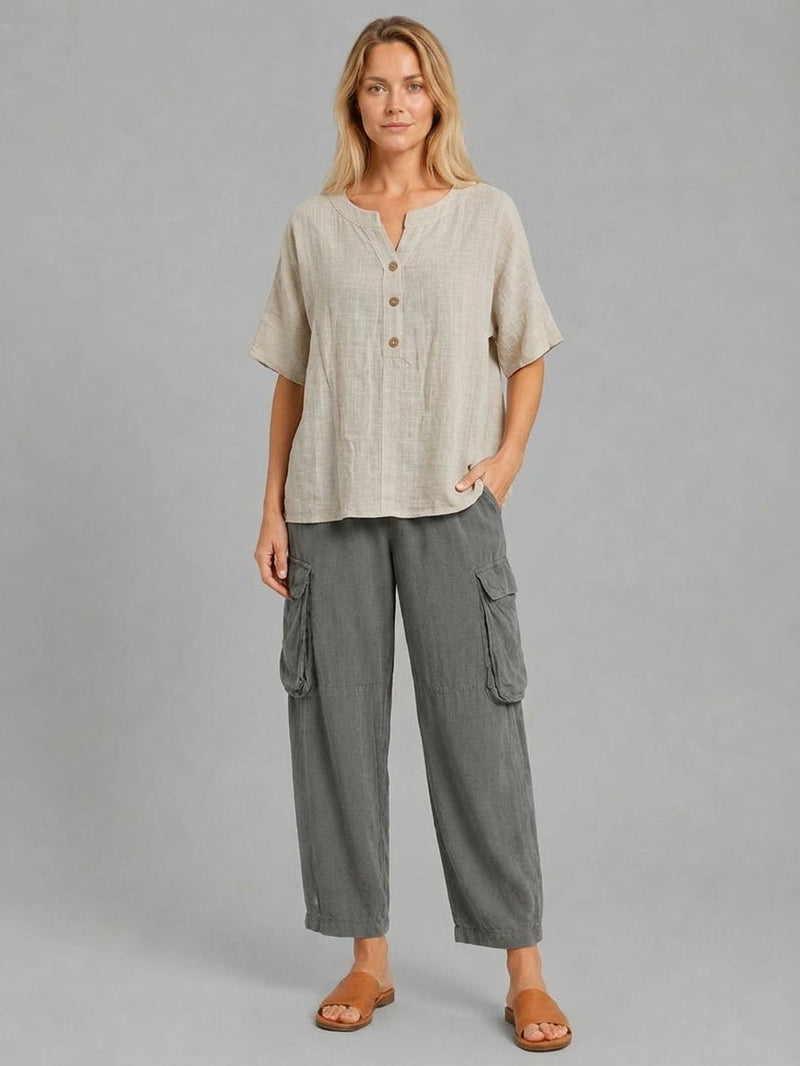 Plain Cotton Top Beige