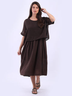 Mesh Net Cotton Midi Dress Chocolate