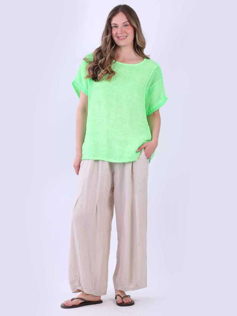 Mesh Net Linen Top Lime Green