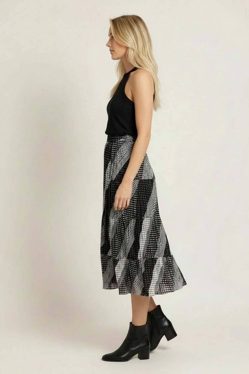 Printed Cotton Flowy Midi Skirt