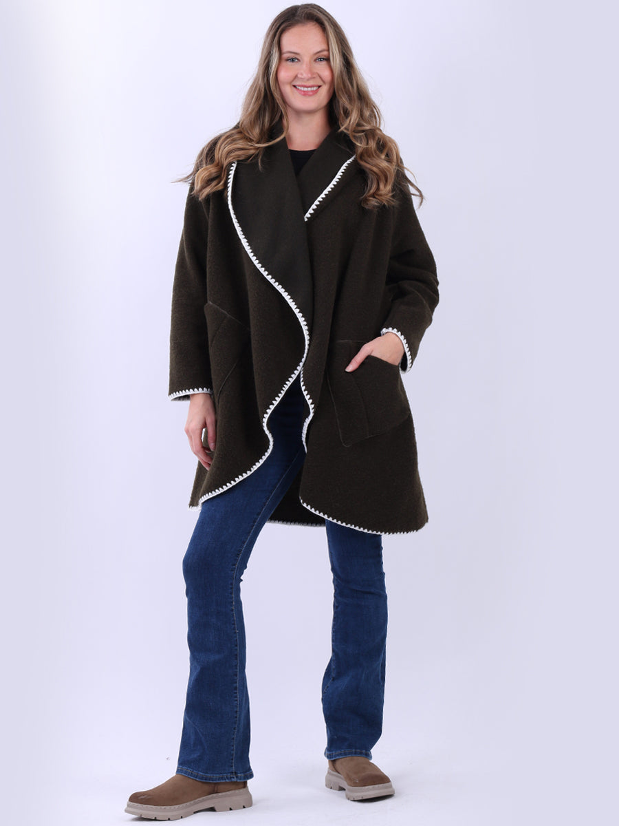 Women Wool Coat Khaki