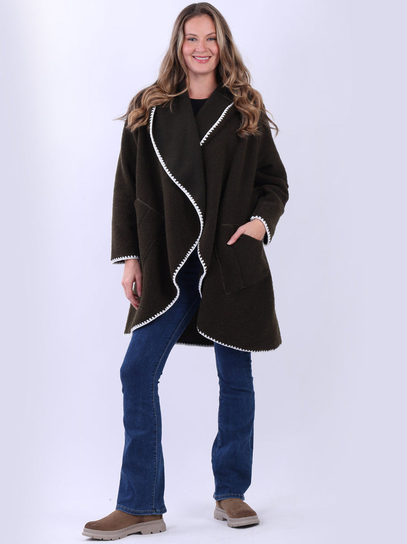 Women Wool Coat Khaki