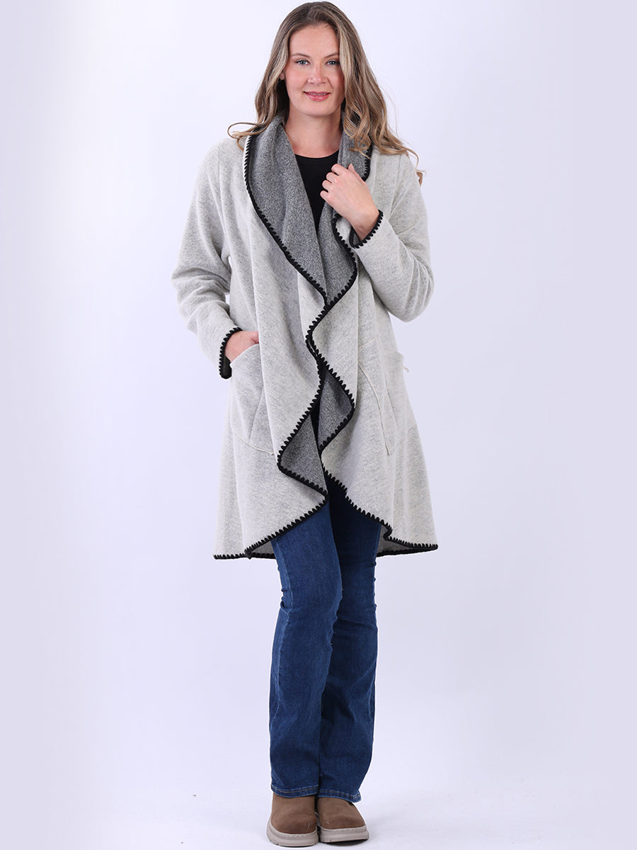 Women Wool Coat Silver