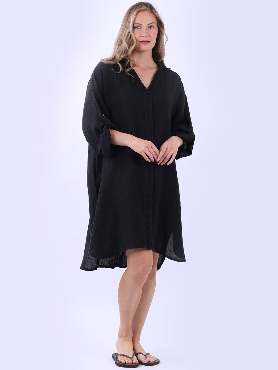 Oversized Linen Dress Black