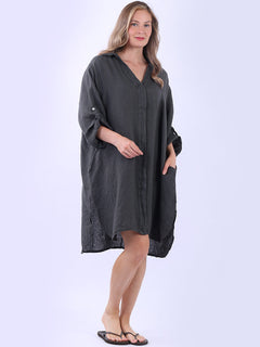 Oversized Linen Dress Charcoal