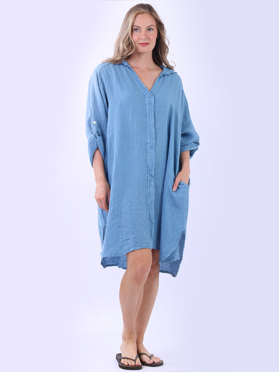 Oversized Linen Dress Denim