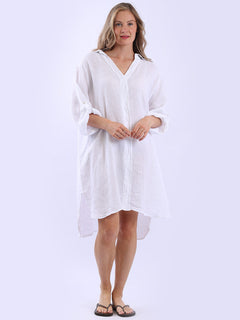 Oversized Linen Dress White