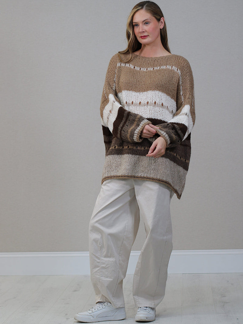 Plus Size Wool Knitted Jumper Mocha