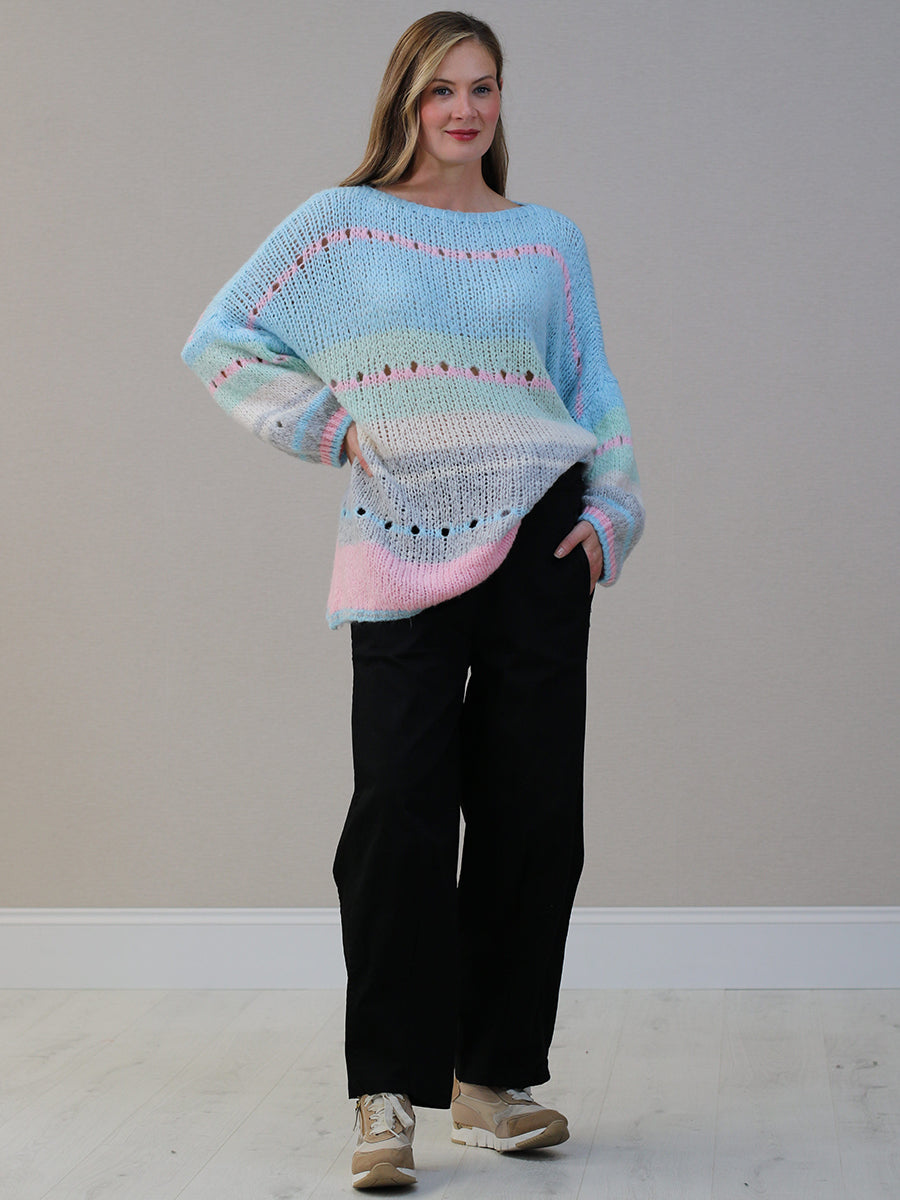 Plus Size Wool Knitted Jumper Sky Blue