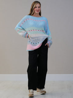 Plus Size Wool Knitted Jumper Sky Blue