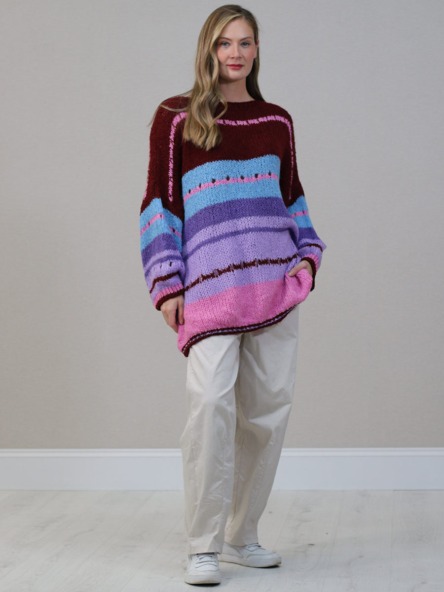 Plus Size Wool Knitted Jumper Wine