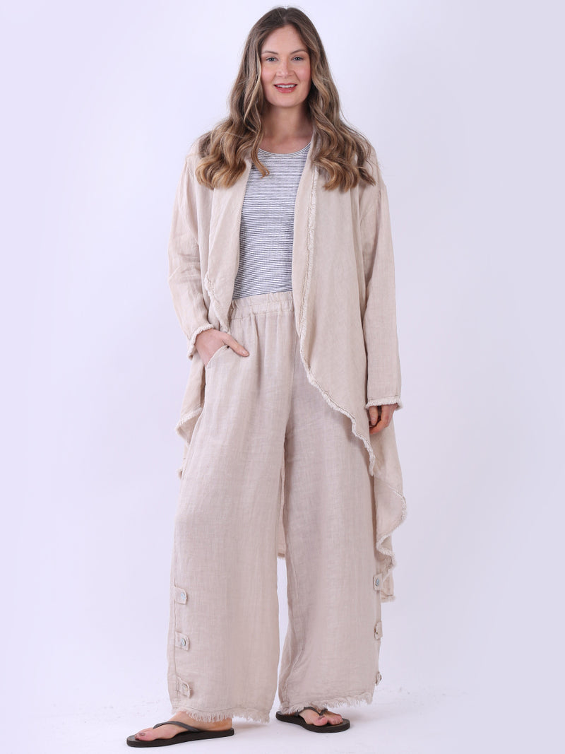 Plain Linen Cardigan Beige