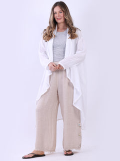 Plain Linen Cardigan White