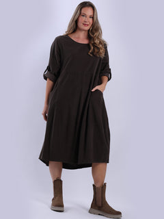 Oversized Cotton Corduroy Dress Chocolate