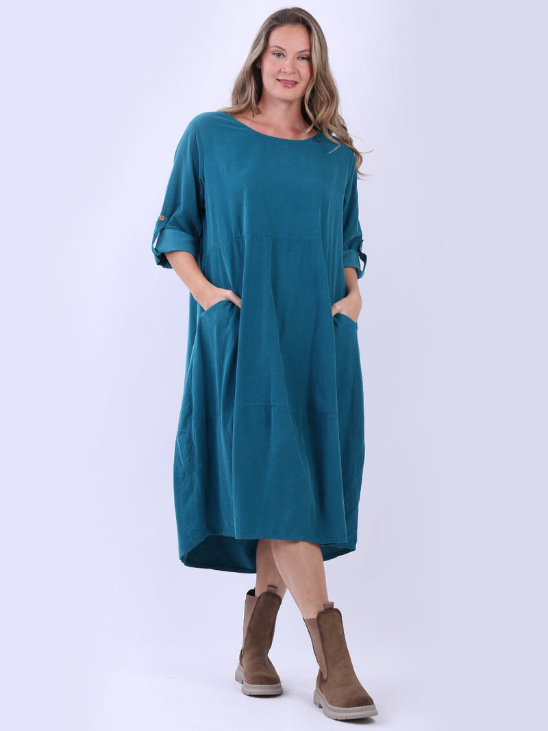 Oversized Cotton Corduroy Dress Teal