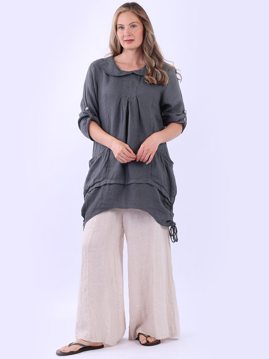 Linen Lagenlook Top Charcoal