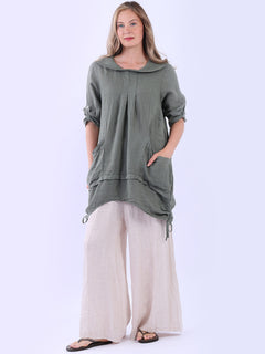 Linen Lagenlook Top Khaki