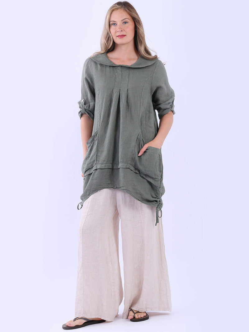 Linen Lagenlook Top Khaki