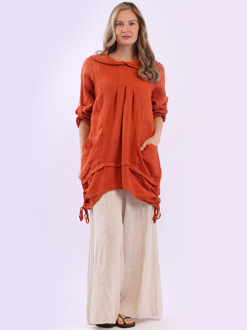 Linen Lagenlook Top Rust