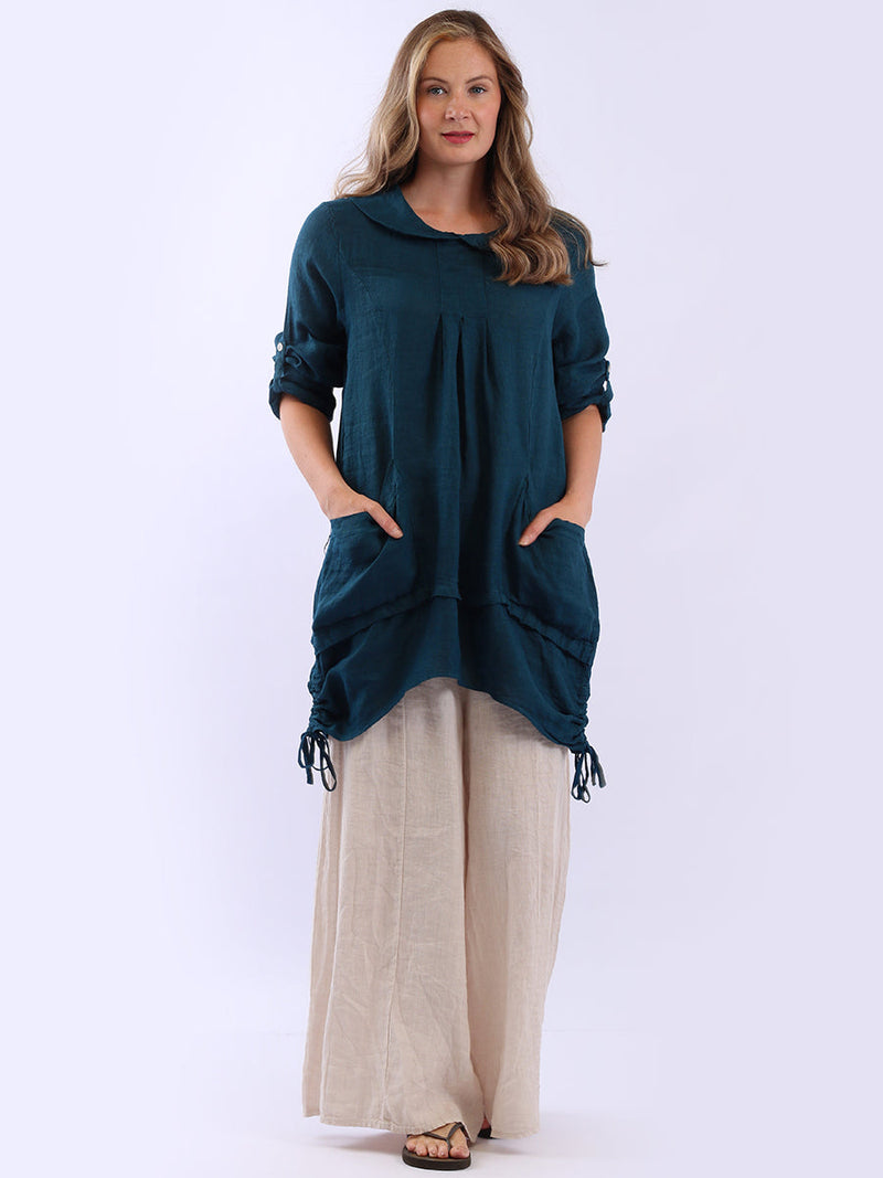 Linen Lagenlook Top Teal
