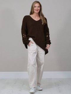 Plus Size Woolen Jumper Chocolate