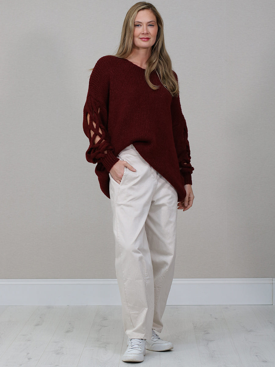 Plus Size Woolen Jumper Wine