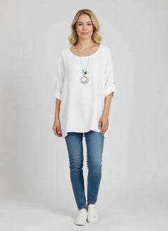 Necklace Crop Blouse White