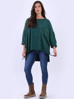 Plus Size Cotton Top Bottle Green