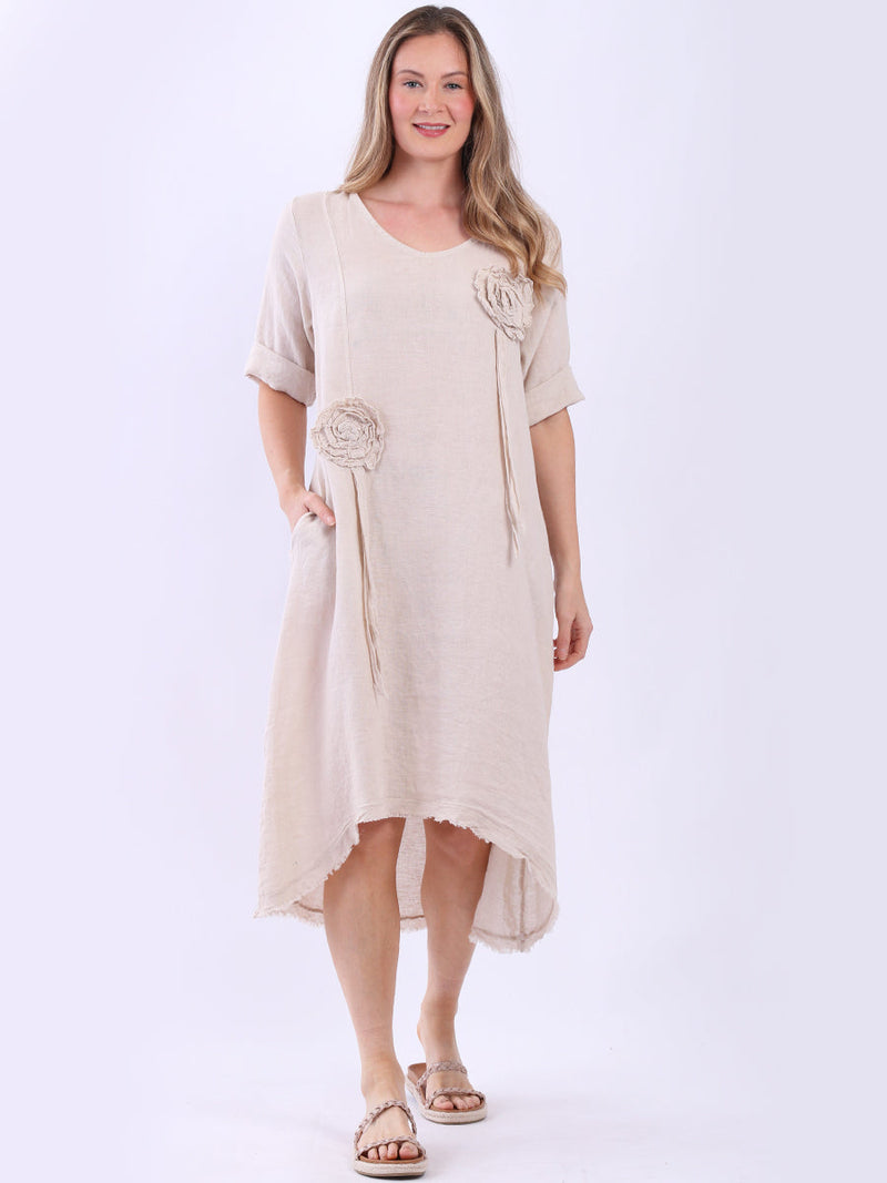Oversized Plain Linen Dress Beige