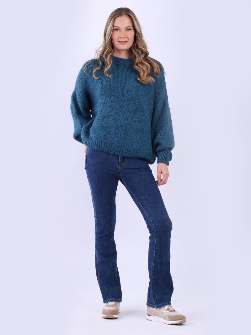 Plain Woolen Batwing Jumper Teal