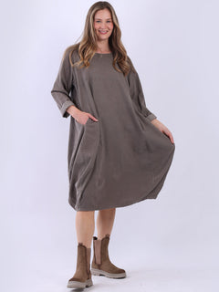 Cotton Corduroy Midi Dress Mocha