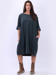 Solid Cotton Corduroy Dress Charcoal