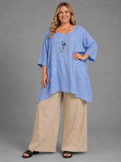 Plus Size Cotton Tunic Top Sky Blue