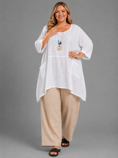 Plus Size Cotton Tunic Top White