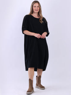 Plus Size Winter Corduroy Dress Black