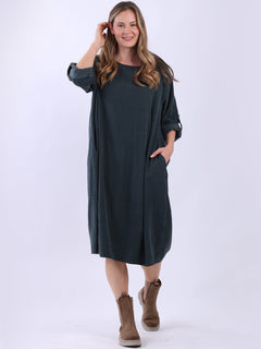 Plus Size Winter Corduroy Dress Charcoal