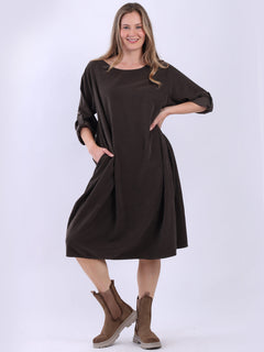 Plus Size Winter Corduroy Dress Chocolate