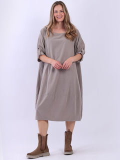 Plus Size Winter Corduroy Dress Mocha
