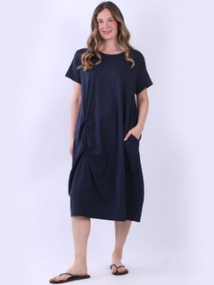 Plus Size Cotton Dress Navy