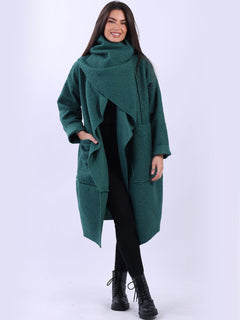 Woolen Oversized Coat Bottle Green