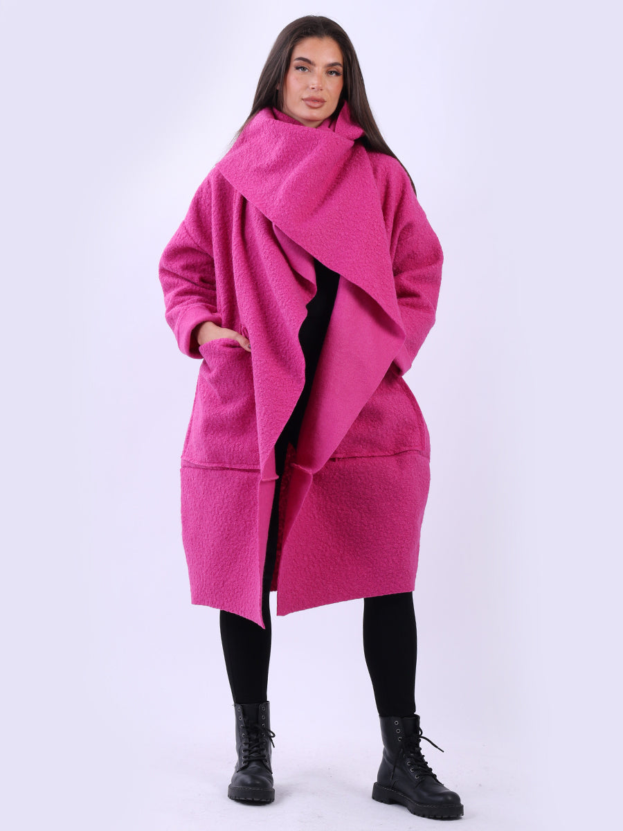 Woolen Oversized Coat Magenta