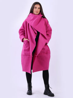 Woolen Oversized Coat Magenta