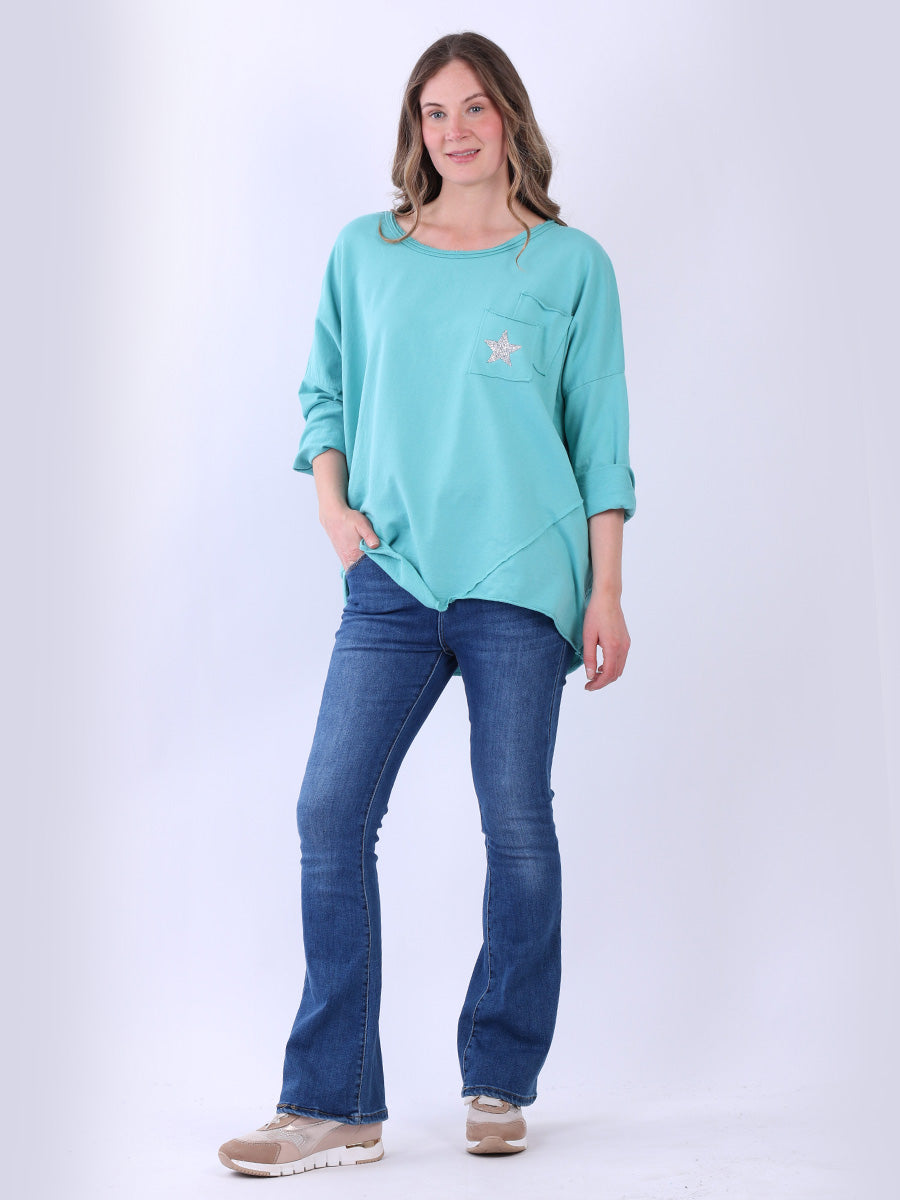 Lagenlook Cotton Tunic Top Teal