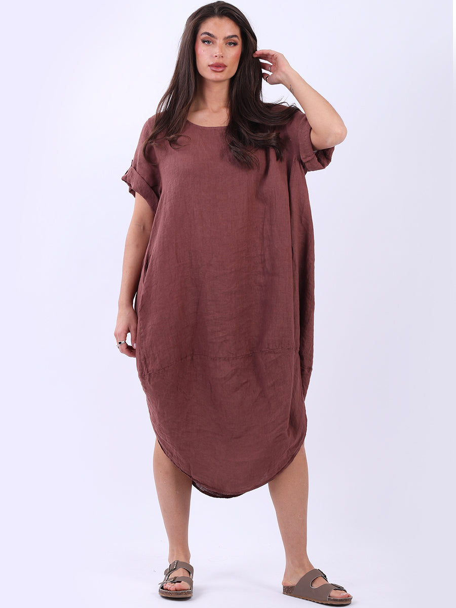 Plain Linen Dress Cherry