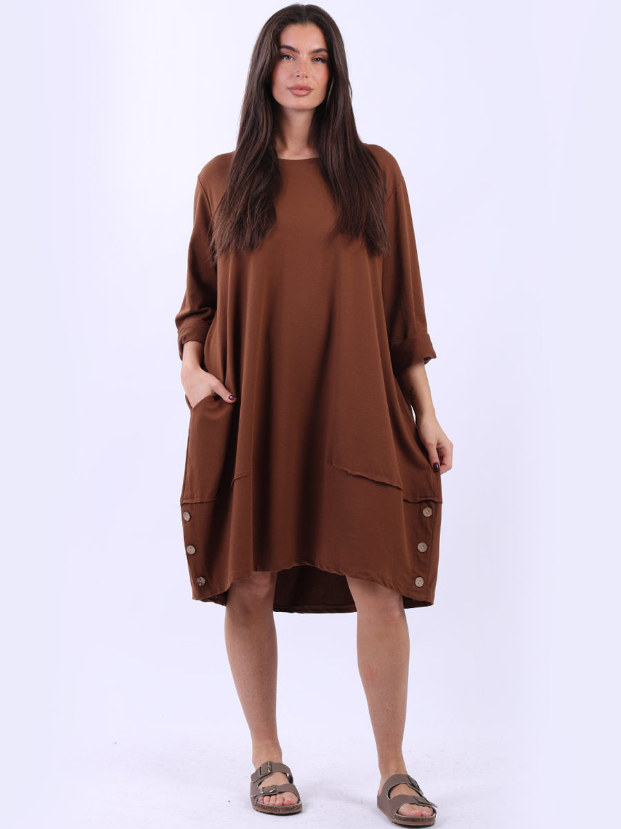 Women Cotton Dress Chocolate