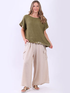 Italian Linen Top Olive