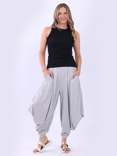 Plain Jersey Harem Trouser Light Grey